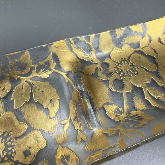 Vintage 3 Part Divided Dish Plate Platter With Heavy Gold Painting Flower Decor - Picture 7 of 12